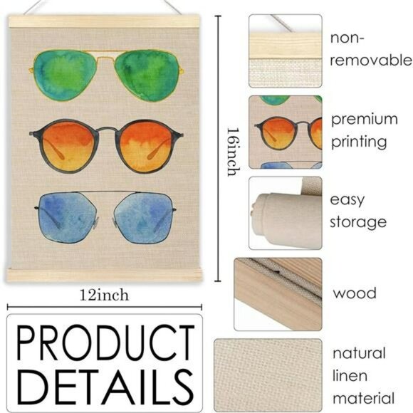 Summer Beach Wall Art Set Flip Flop Coastal Decor Hanging Posters 12x16 Inch - Picture 6 of 7